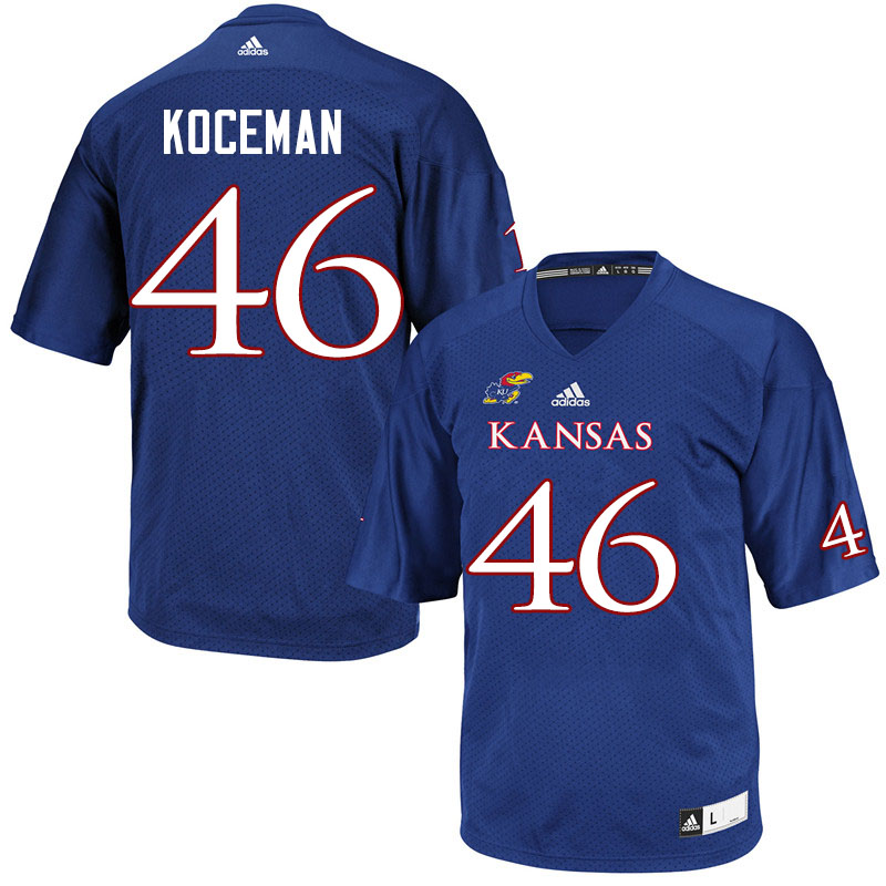 Men #46 Jack Koceman Kansas Jayhawks College Football Jerseys Sale-Royal - Click Image to Close